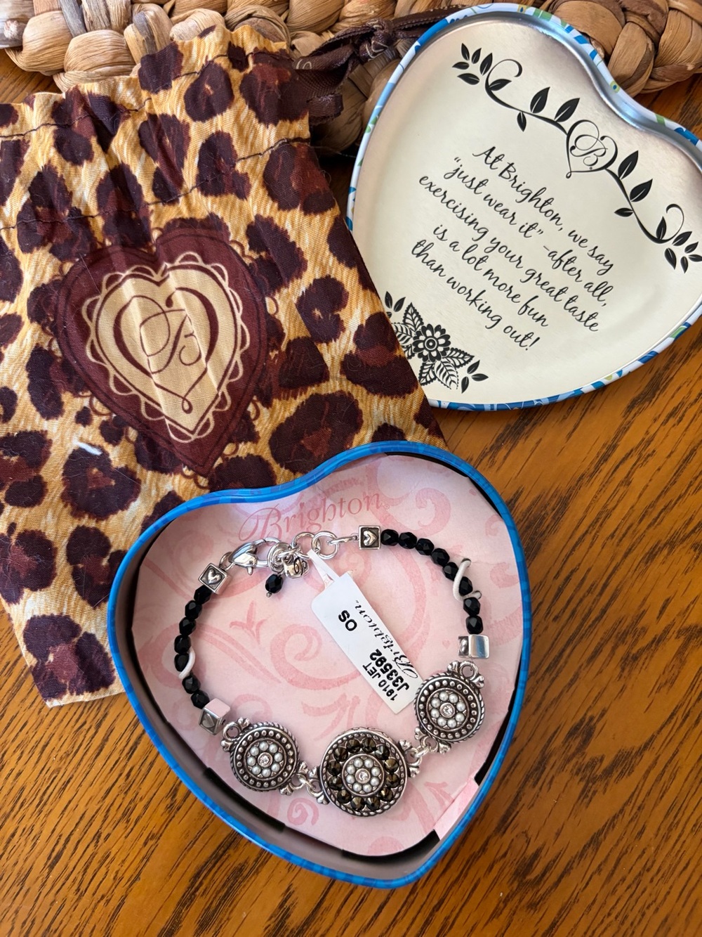 Brighton Black and Silver Beaded Medallion Bracelet